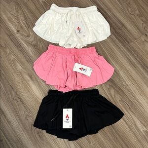 Liberty Kids' Play Shorts in White, Pink, and Black